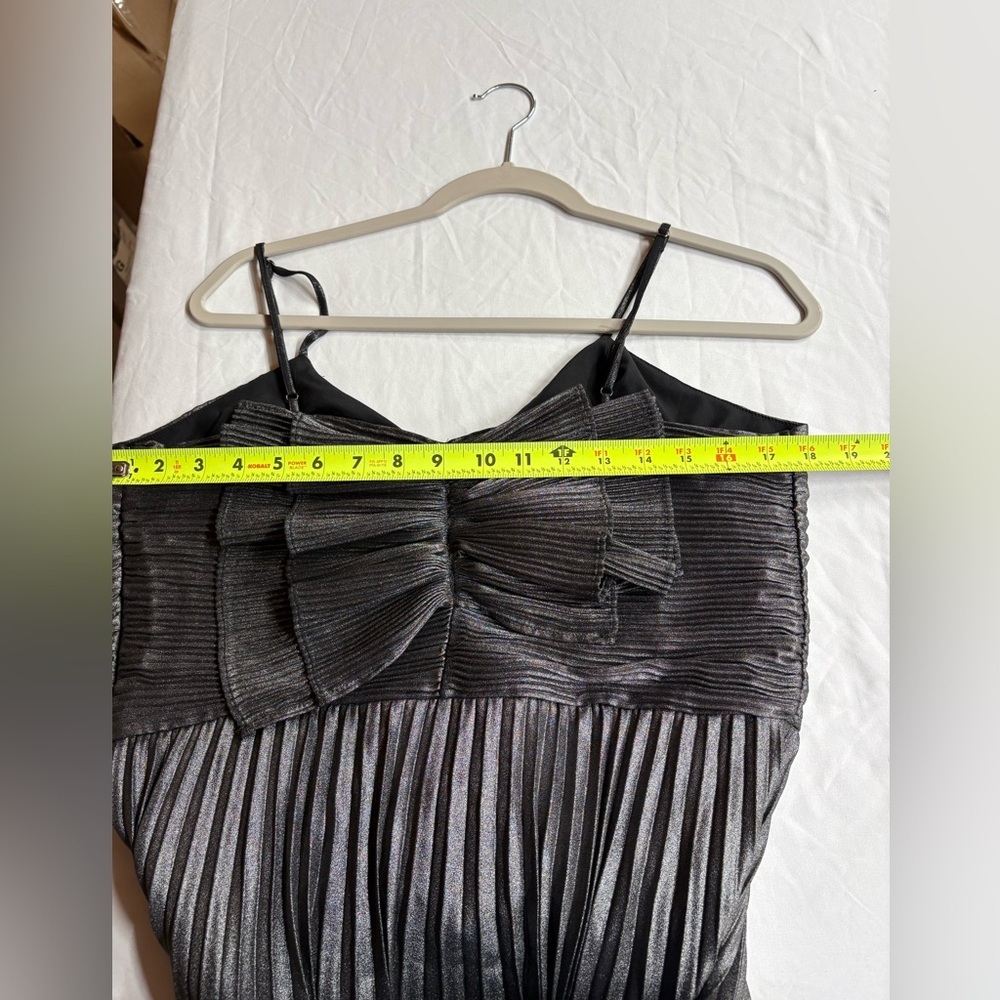 Express Metallic Mini Dress Pleated Bow Back Detail women’s L - Picture 11 of 11